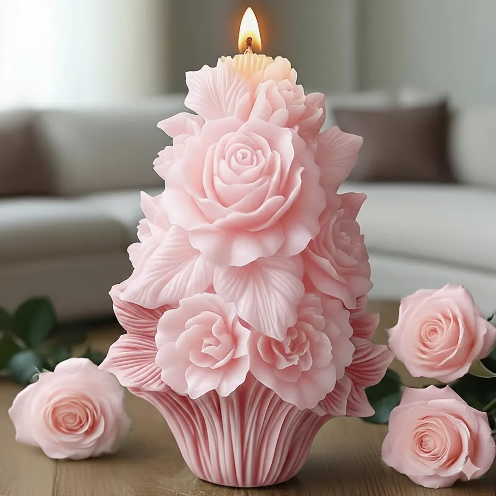 Elegant Flower Basket Candle