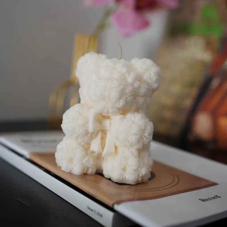 Hand Poured Rose Teddy Candle