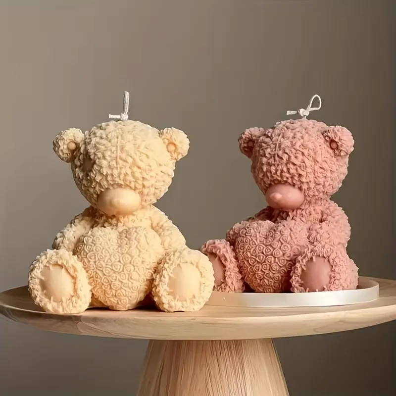 Heart Hugging Teddy Bear Candle