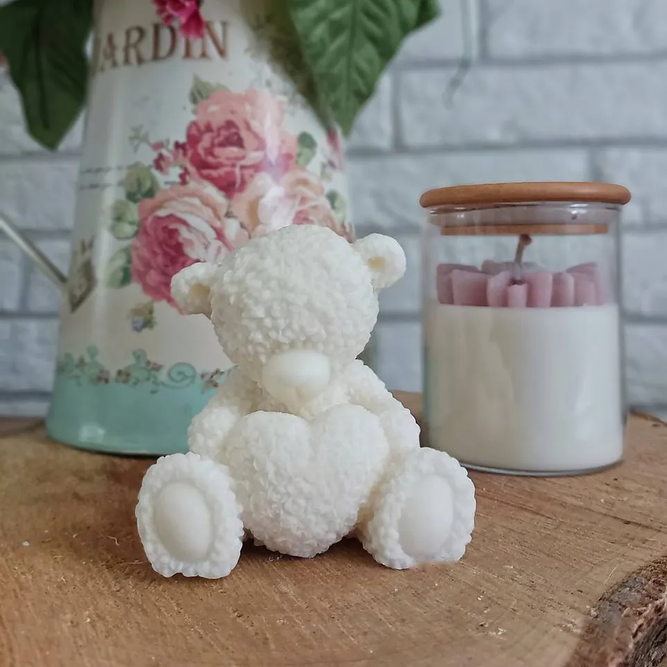 Rose Heart Bear Candle