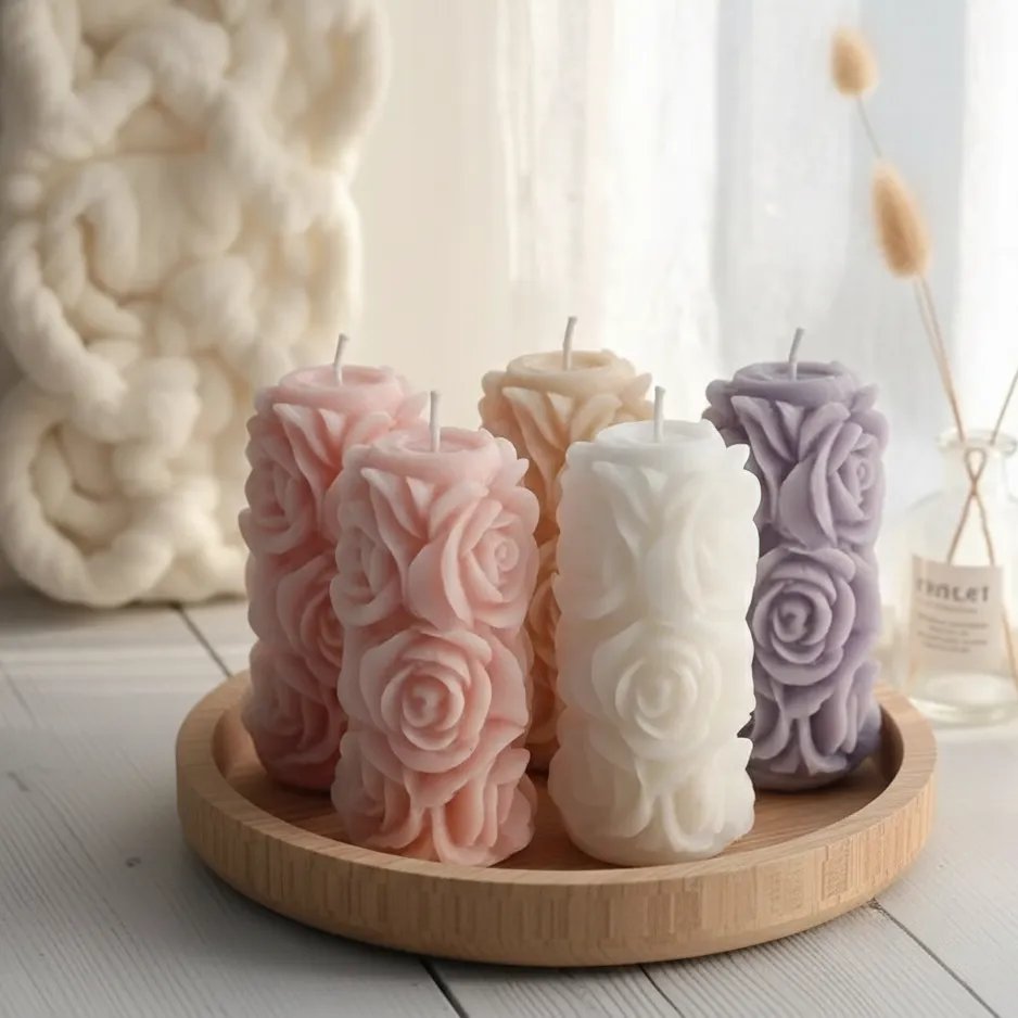 Rose Pillar Candle