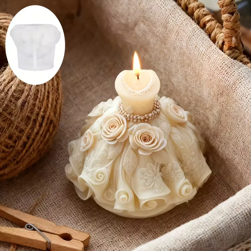 Rose Wedding Dress Candle